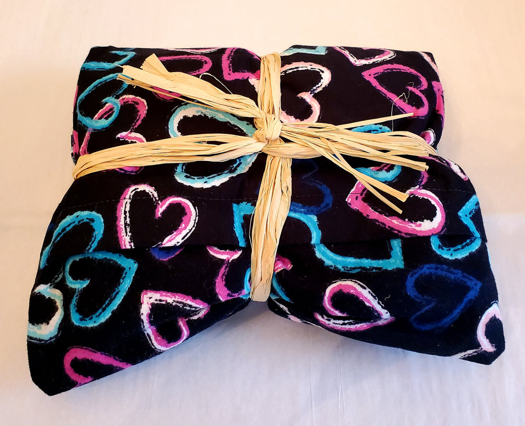 Aromatherapy Hot Pack Black with Pastel Hearts