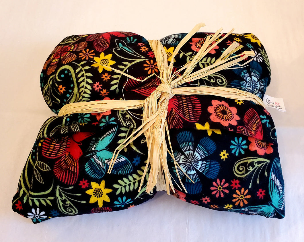 Aromatherapy Hot Pack Black with Pastel Flowers