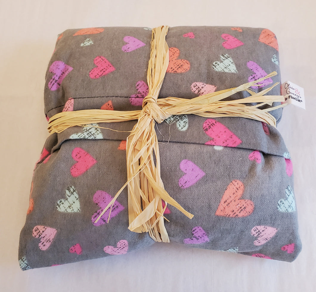 Aromatherapy Hot Pack Light Gray with Pastel Hearts