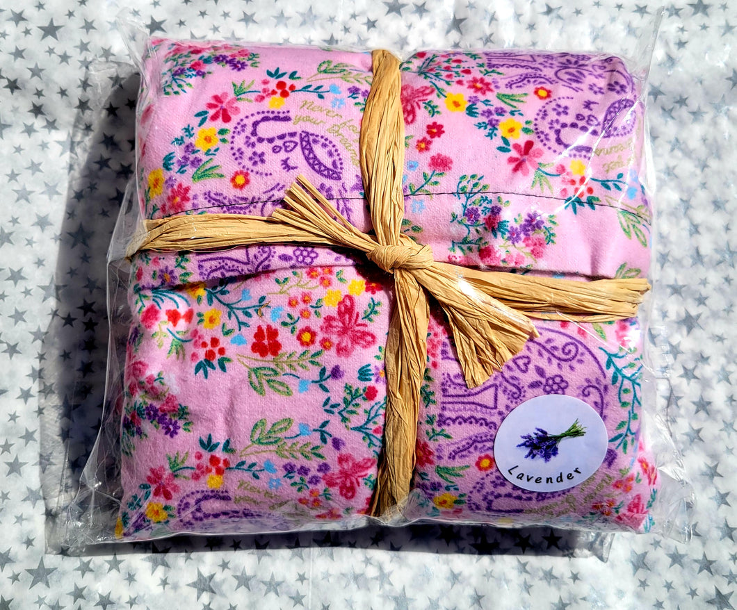 Aromatherapy Hot/Cold Pack Pink/Purplish with Flowers & Elephants