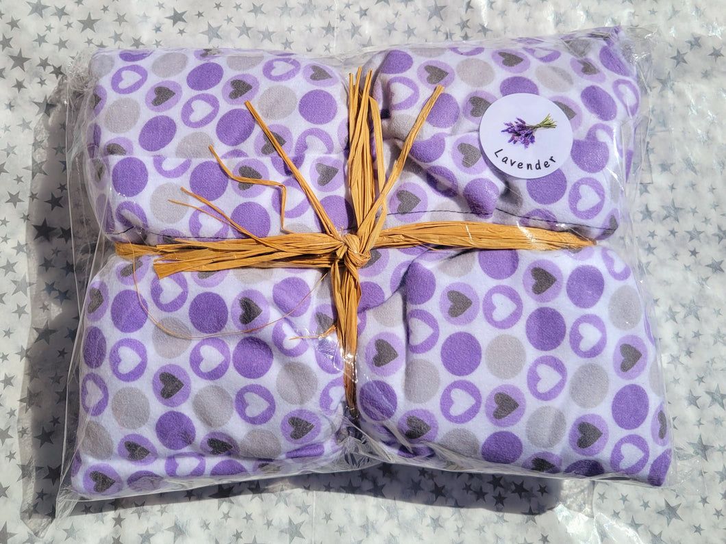 Aromatherapy Hot/Cold Pack Pastel Purple Hearts (Flannel Outer Covering)