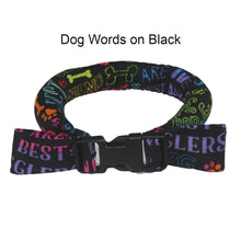 Load image into Gallery viewer, mixed blue paws dog collar, calm me down dog collar, herbal calming dog collar, calming herbal dog collar, anti-anxiety dog collar, all natural herbal dog collar, calm me down dog collar, calm me down cat collar, herbal cat collar, anti-anxiety cat collar, anti-stress dog collar, anti-stress cat collar, calming cat collar, calming dog collar, calm me down herbal collar, dog words on black dog collar
