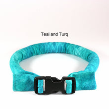 Load image into Gallery viewer, mixed blue paws dog collar, calm me down dog collar, herbal calming dog collar, calming herbal dog collar, anti-anxiety dog collar, all natural herbal dog collar, calm me down dog collar, calm me down cat collar, herbal cat collar, anti-anxiety cat collar, anti-stress dog collar, anti-stress cat collar, calming cat collar, calming dog collar, calm me down herbal collar, teal and turquoise cat collar
